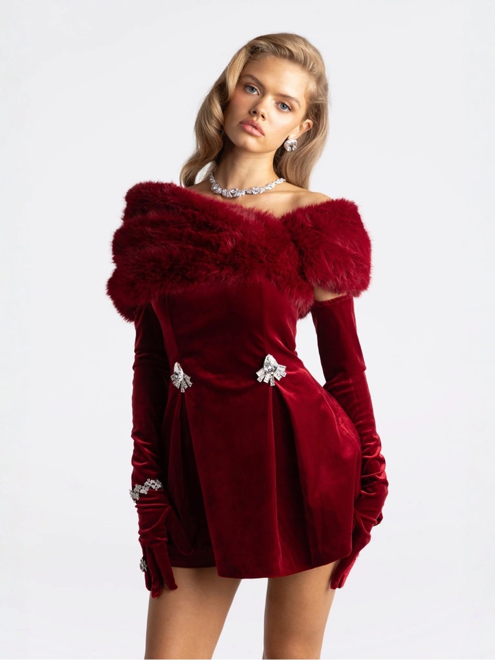 Nana Jacqueline Simone Velvet Dress XS Red